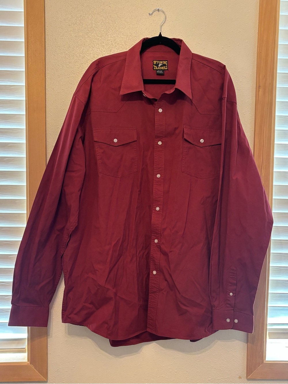 Wyoming Traders Men's Long-Sleeve Button-Down Shirt - Burgundy 3XLT 0007S
